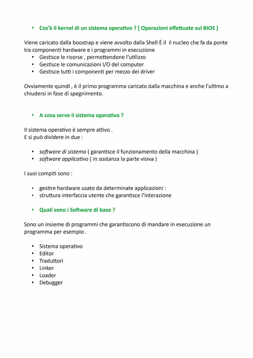 Il Sistema Operativo [SO]
Possibili domande :
●
●
●
●
●
●
Che cosa succede quando si accende il pc ?
Quando il pc si accende l'hardware avvi