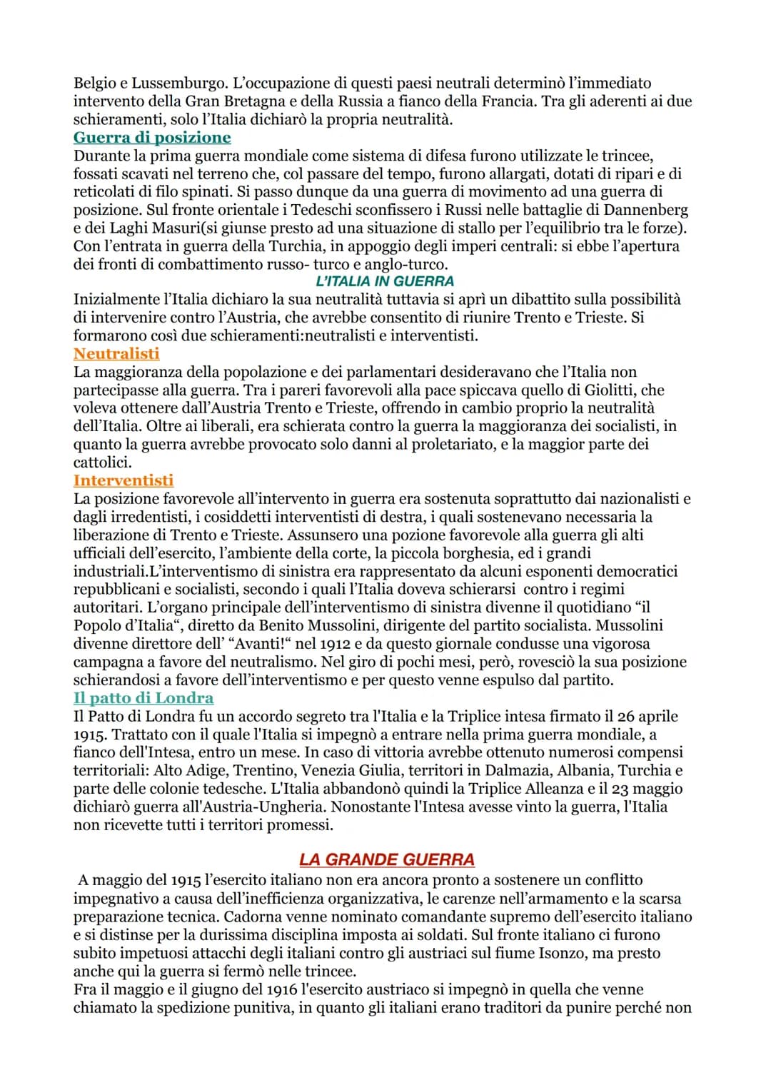 CAUSE E INIZIO DELLA GUERRA
La prima guerra mondiale (1914-18) ebbe varie cause remote di carattere politico,
economico, militare e sociocul