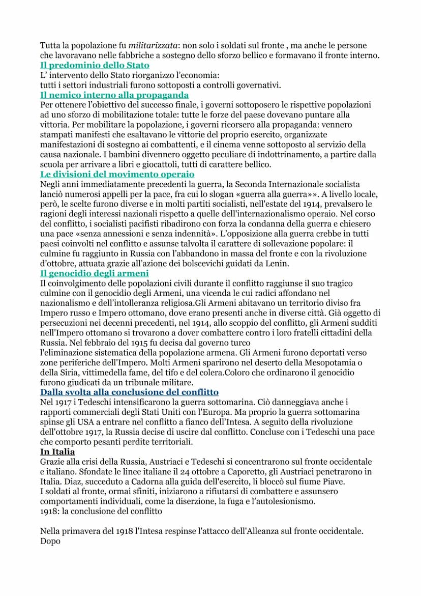 CAUSE E INIZIO DELLA GUERRA
La prima guerra mondiale (1914-18) ebbe varie cause remote di carattere politico,
economico, militare e sociocul