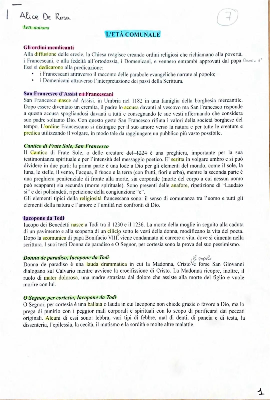 L'età comunale: riassunto, mappa concettuale e ordini mendicanti