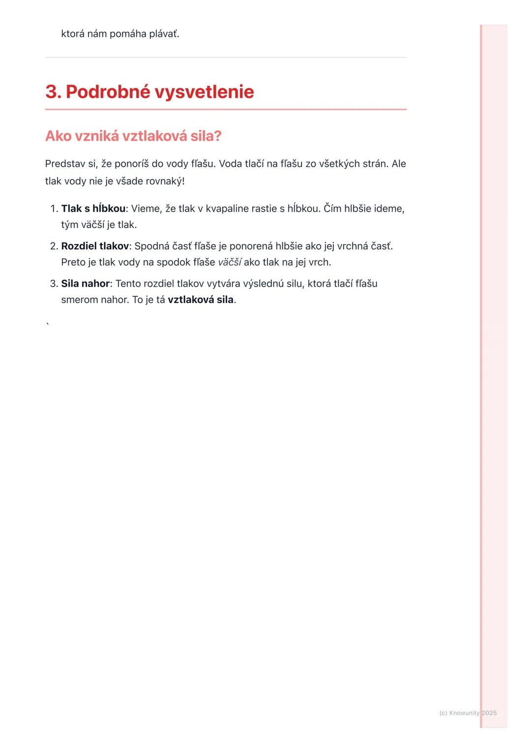# Vztlaková sila a Archimedov
zákon

1. Prehľad a úvod

Dnes sa budeme učiť o vztlakovej sile a Archimedovom zákone. Je to dôležité,
lebo ná