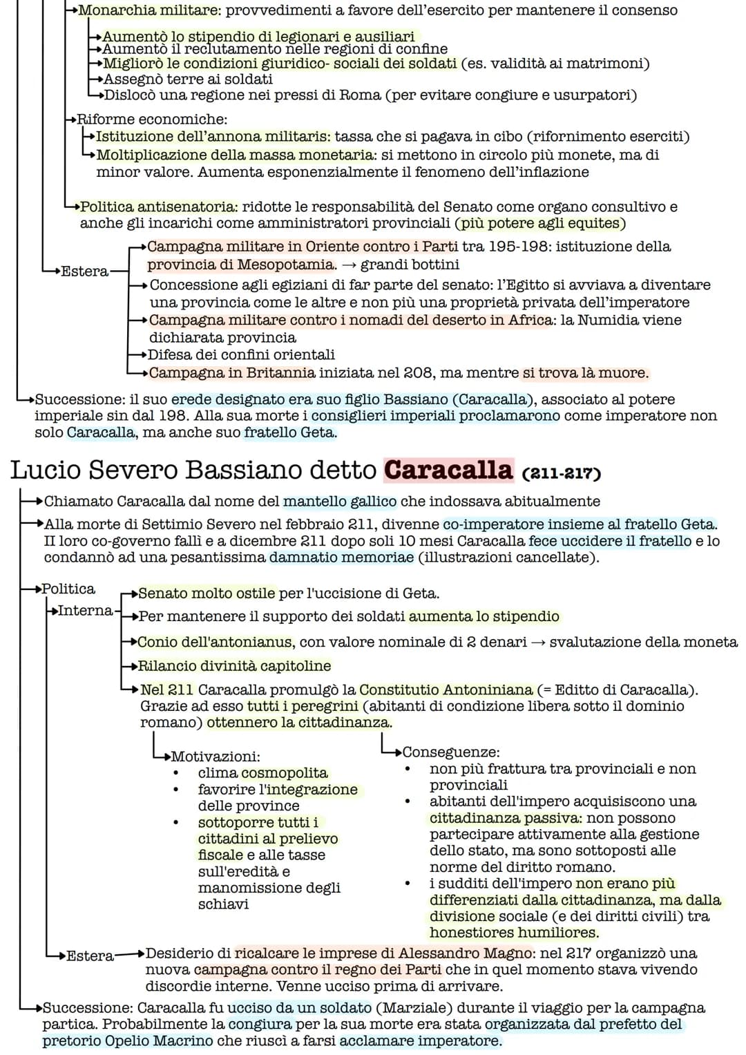 Guerra civile (193-197) dopo la morte di Commodo
Pertinace (gennaio- marzo 193):
proclamato imperatore alla morte di
Commodo da senatori e g