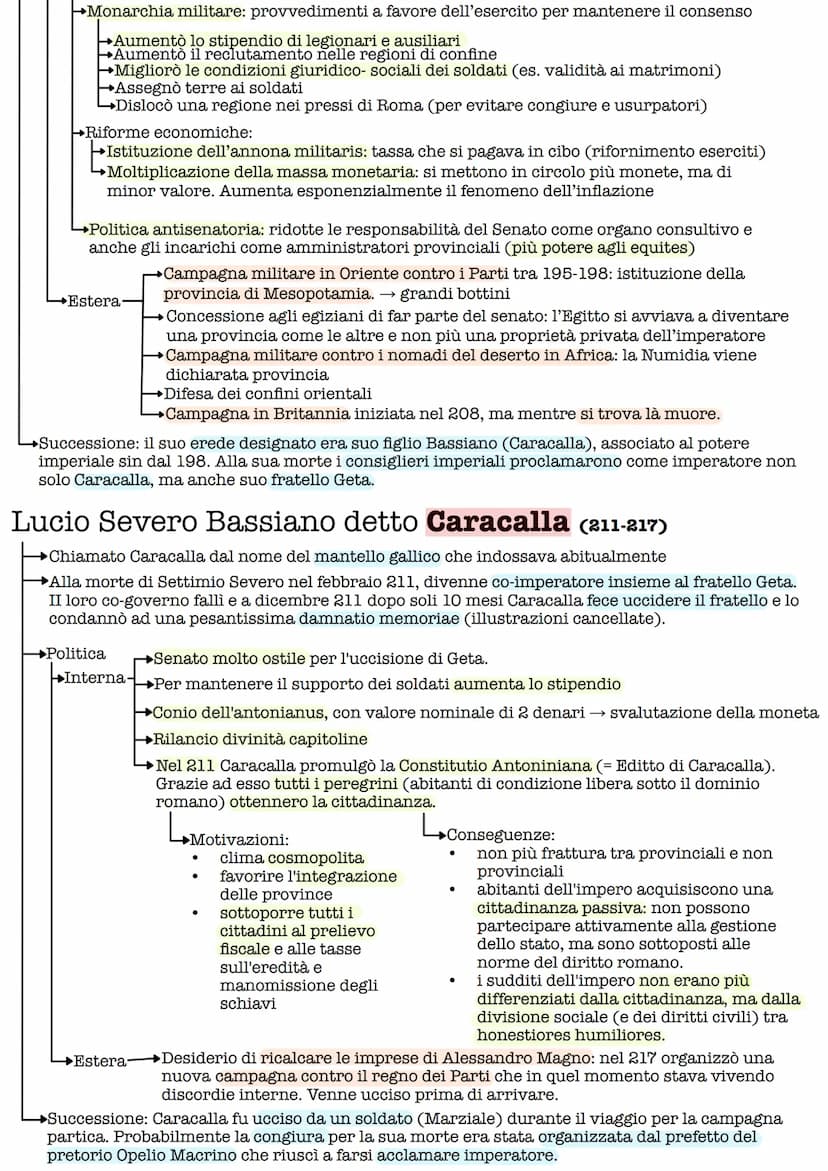 Guerra civile (193-197) dopo la morte di Commodo
Pertinace (gennaio- marzo 193):
proclamato imperatore alla morte di
Commodo da senatori e g