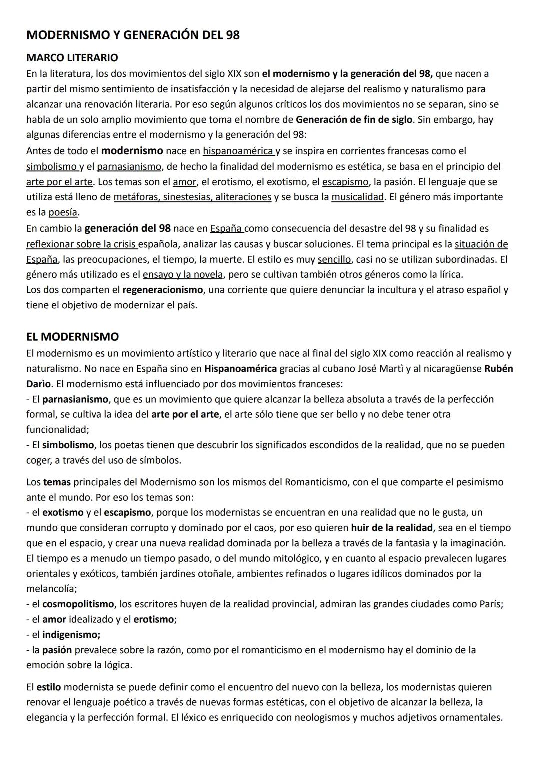 # MODERNISMO Y GENERACIÓN DEL 98

MARCO LITERARIO

En la literatura, los dos movimientos del siglo XIX son el modernismo y la generación del