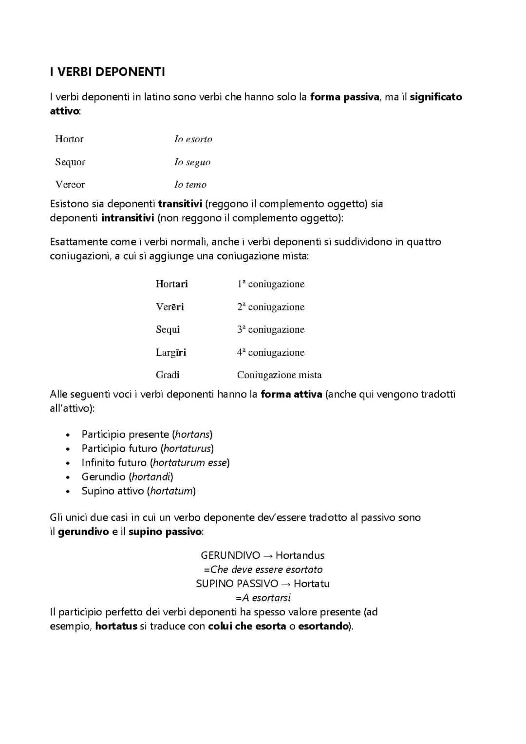 I verbi deponenti e semideponenti 