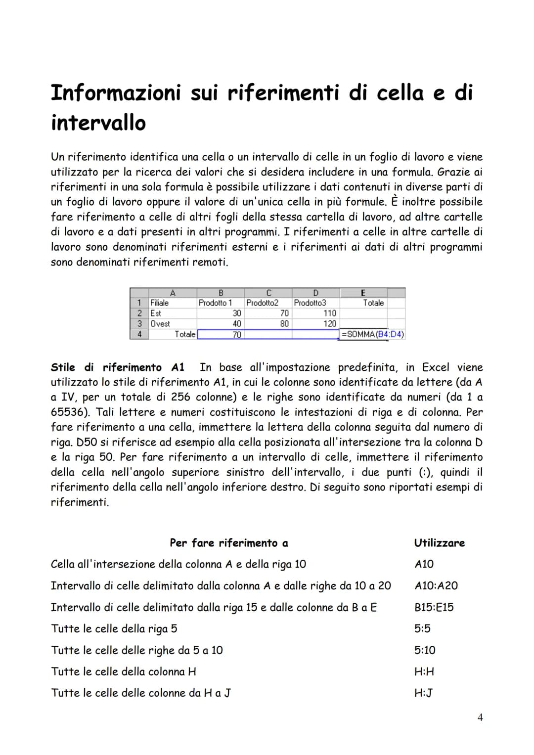 DISPENSE (minime) DI EXCEL
1 Operatori di calcolo delle formule
Gli operatori specificano il tipo di calcolo che si desidera eseguire sugli 