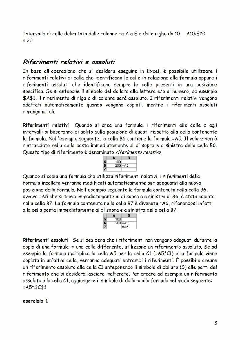 DISPENSE (minime) DI EXCEL
1 Operatori di calcolo delle formule
Gli operatori specificano il tipo di calcolo che si desidera eseguire sugli 