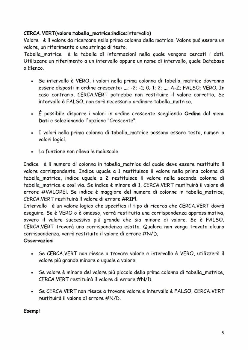 DISPENSE (minime) DI EXCEL
1 Operatori di calcolo delle formule
Gli operatori specificano il tipo di calcolo che si desidera eseguire sugli 