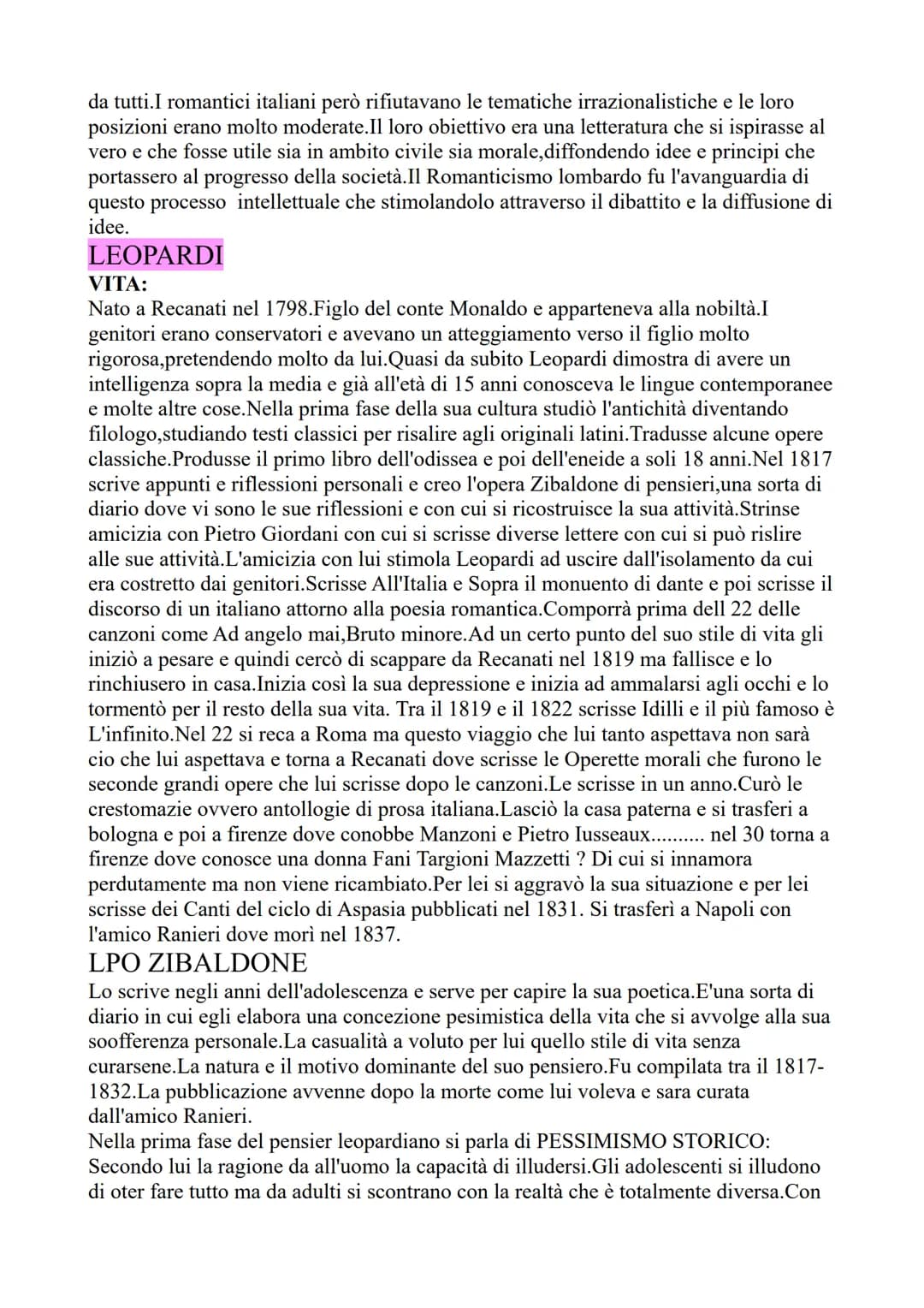 L'ETA' DEL ROMANTICISMO
In Italia il movimento romantico prende piede all'nizio del'800 anche se in europa le
tendenze romantiche erano già 