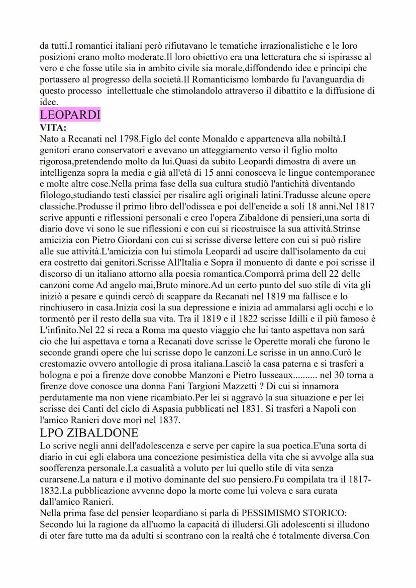 L'ETA' DEL ROMANTICISMO
In Italia il movimento romantico prende piede all'nizio del'800 anche se in europa le
tendenze romantiche erano già 