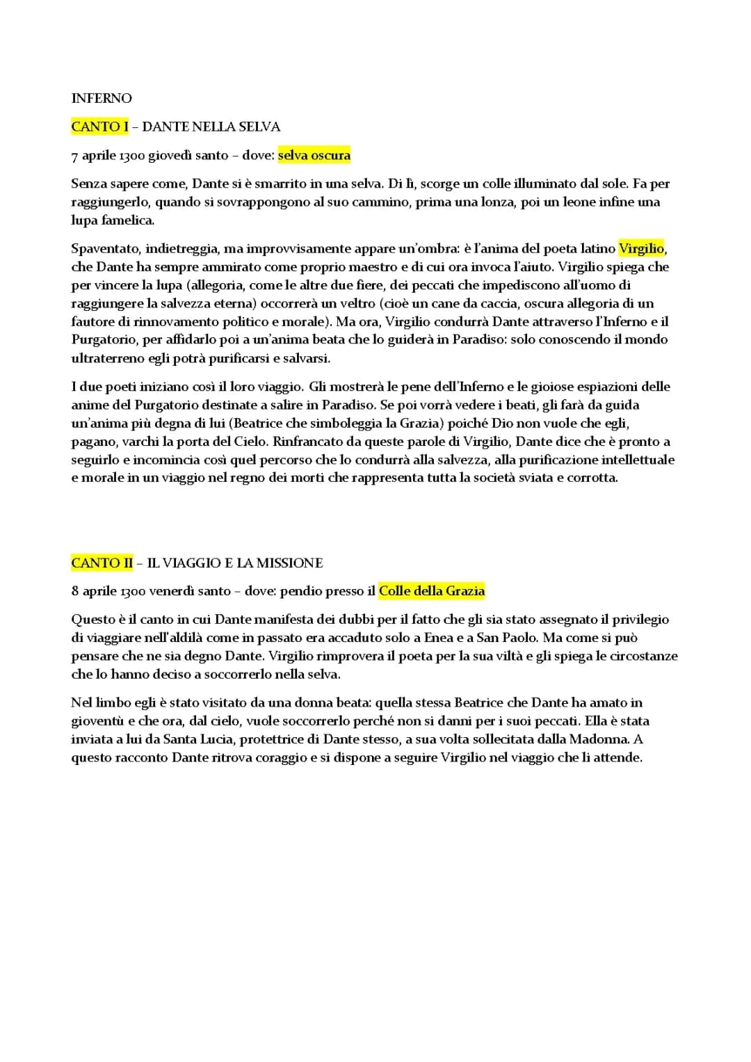 Divina Commedia-canti 1/10