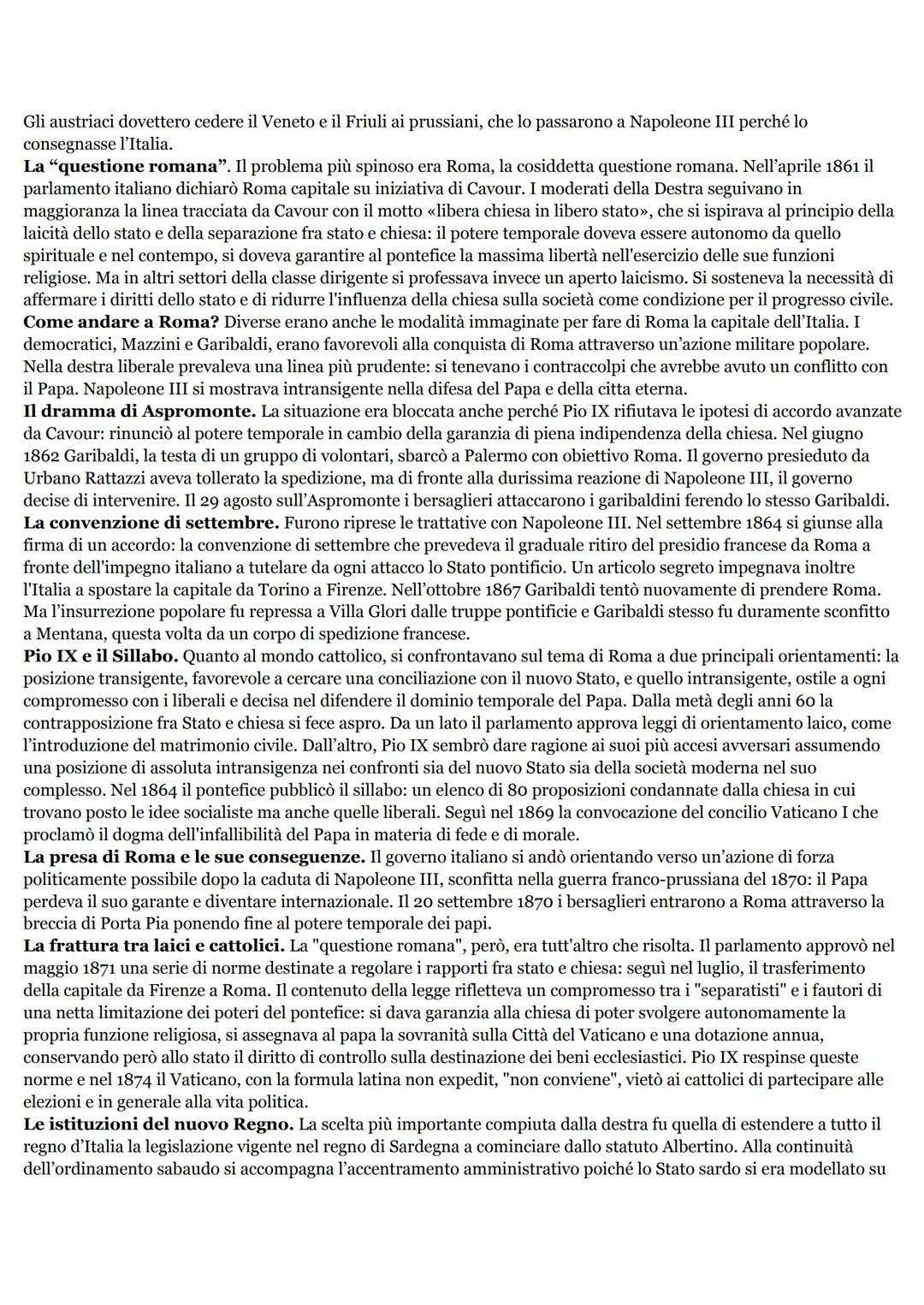 L'ETÀ DELLA DESTRA
L'Italia del 1861. Nel 1861 l'Italia aveva 22 milioni di abitanti. Il 70% della forza lavoro era impiegato
nell'agricoltu