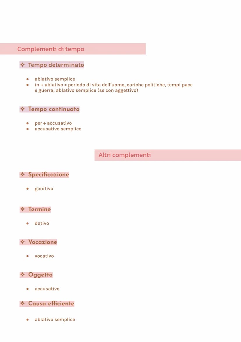 LATINO
Complementi
Stato in luogo
●
in+ablativo
● genitivo locativo = nomi città e piccola isola I e II declinazione
● ablativo semplice = n