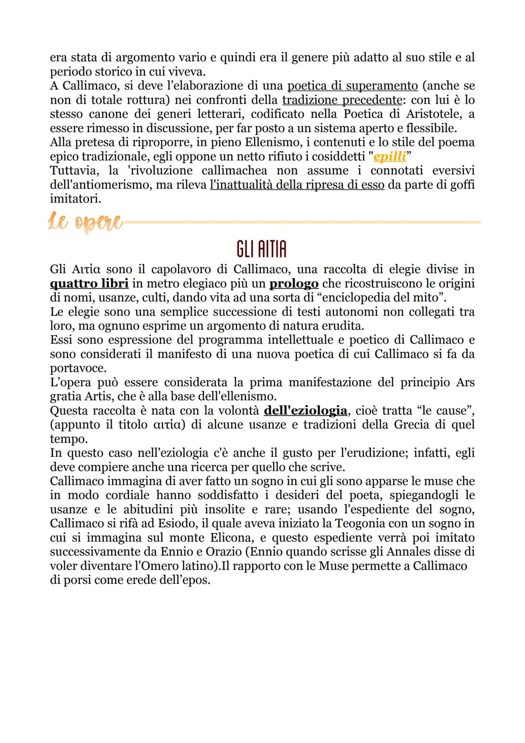 Callimaco
Callimaco è il principale esponente dell'età Ellenistica; egli, infatti, visse nel Il
secolo a.C., ovvero in piena età Ellenistica