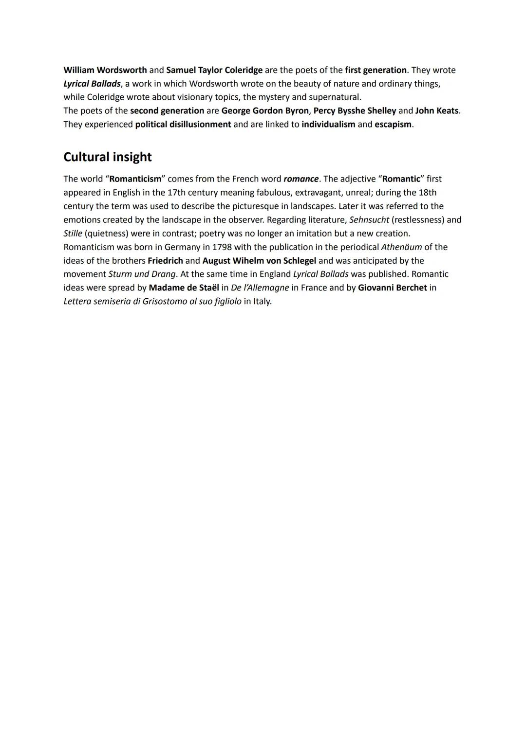 The Romantic imagination
At the end of the 18th century and the beginning of the 19th century, poetry was the most used
literary form to exp