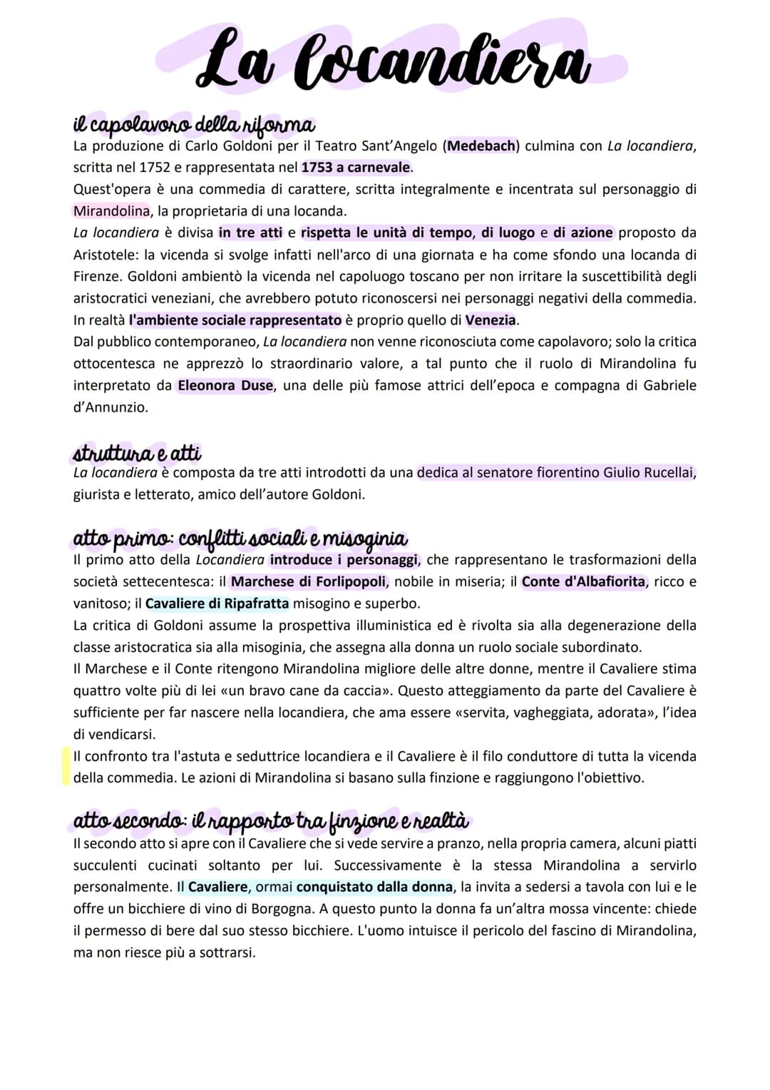 La Cocandiera
il capolavoro della riforma
La produzione di Carlo Goldoni per il Teatro Sant'Angelo (Medebach) culmina con La locandiera,
scr