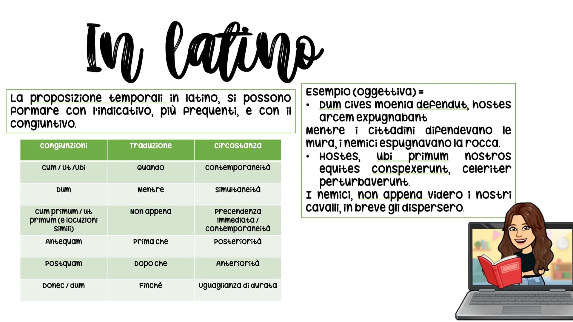 Proposizione Temporale in Latino e Greco: Esempi e Schemi