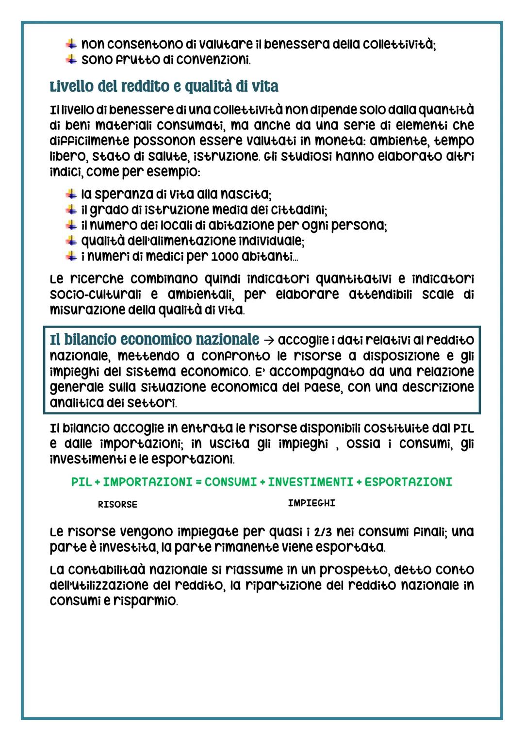 IL PRODOTTO E IL REDDITO NAZIONALE
La contabilità economica nazionale → sistema dei conti con i quali
viene misurata a livilo quantitativo l