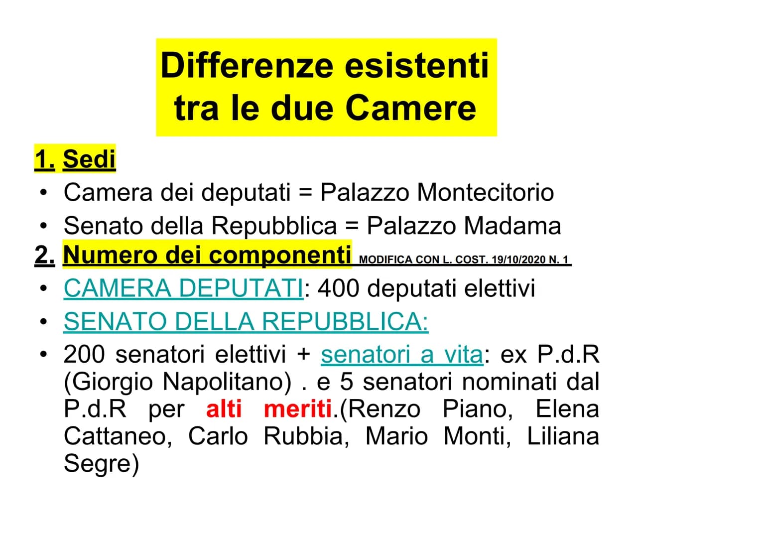 PARLAMENTO
DA PAG. 162 A PAG. 166 DEL LIBRO Il Parlamento italiano è formato
da due Camere
CAMERA DEI
DEPUTATI
SENATO DELLA
REPUBBLICA Strut