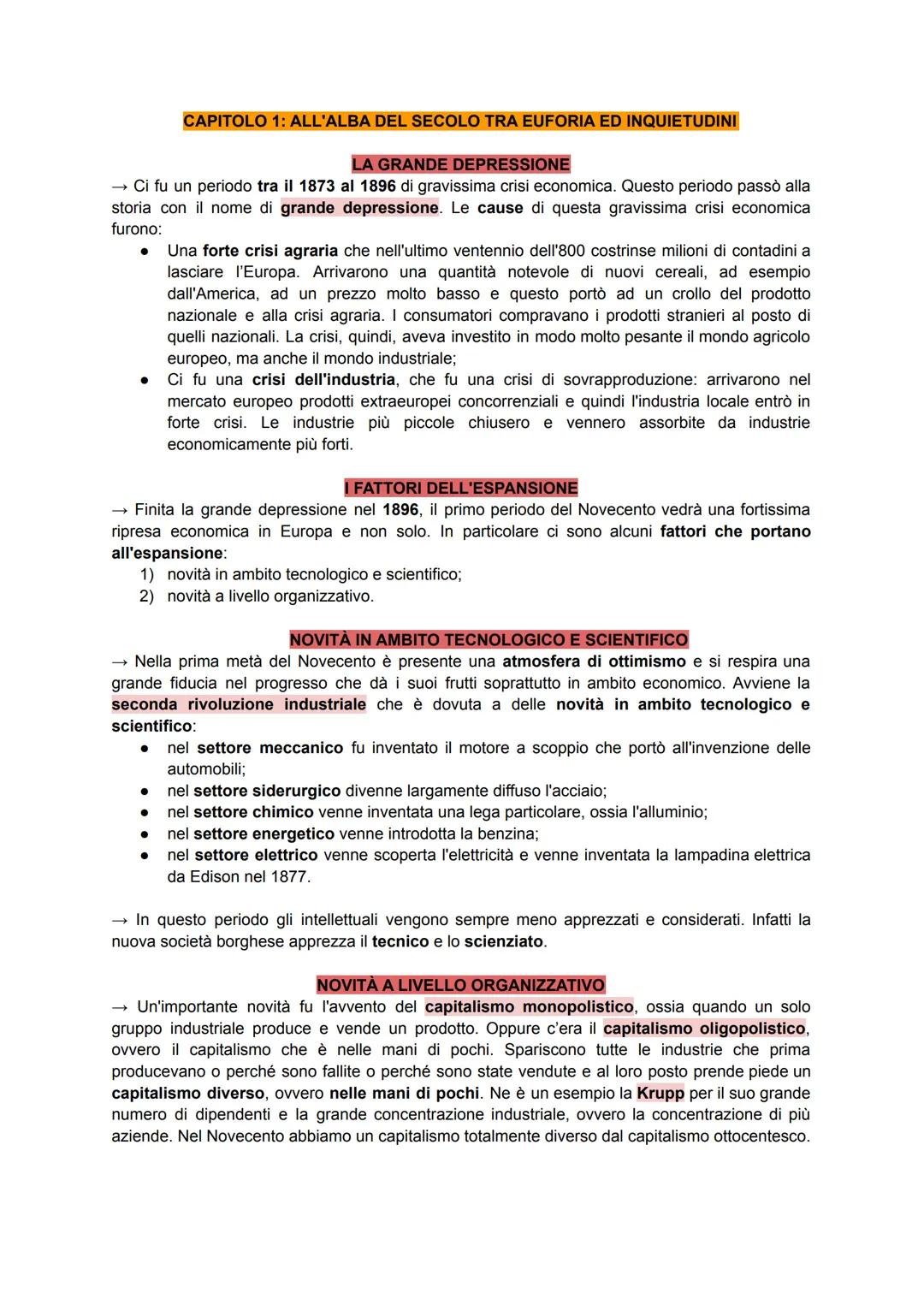 LA GRANDE DEPRESSIONE
→ Ci fu un periodo tra il 1873 al 1896 di gravissima crisi economica. Questo periodo passò alla
storia con il nome di 