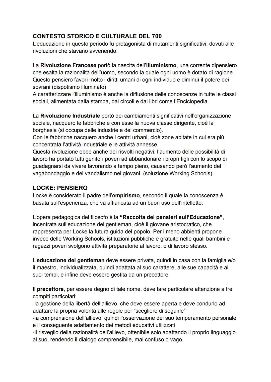 # CONTESTO STORICO E CULTURALE DEL 700
L'educazione in questo periodo fu protagonista di mutamenti significativi, dovuti alle
rivoluzioni ch