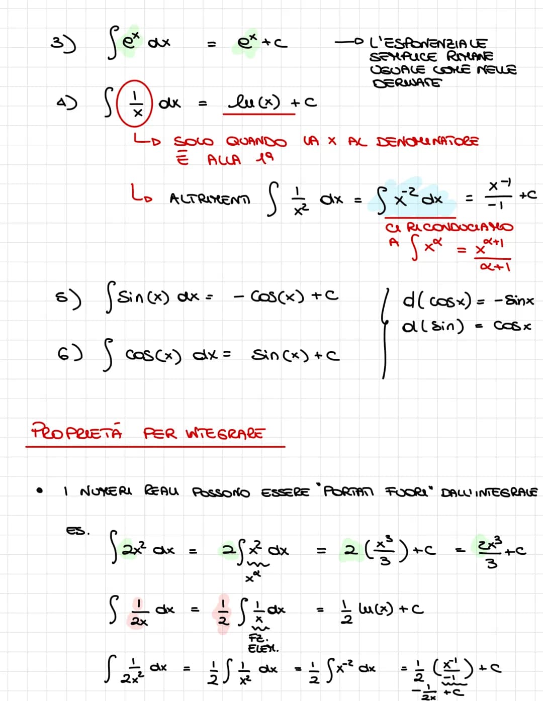 2' INTEGRALE
=D
LA PAMUTUA (= cioè l'integrale)
F(x) +C
Sn
F(x)
2) S x² dx
-
n dx
ES
PRAMUTI OF DI FUNZIONI ELEMENTARI
=
Integrali
INDEFINIT