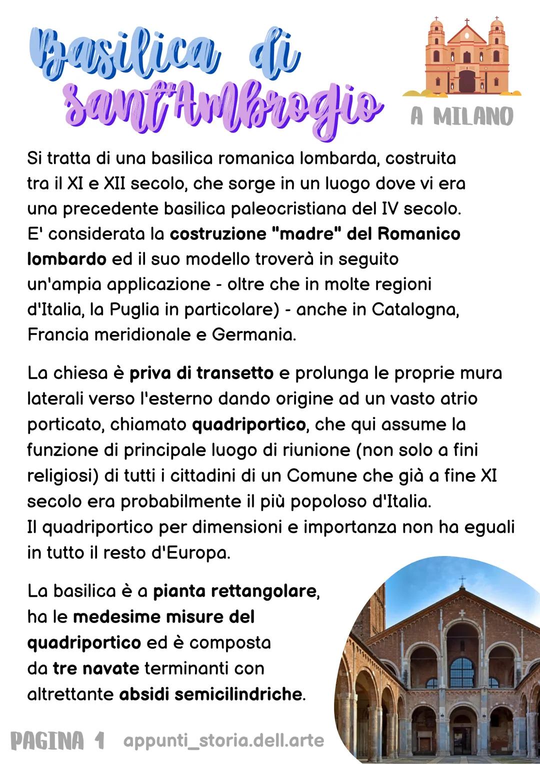 Basilica di Sant'Ambrogio a Milano - Sintesi