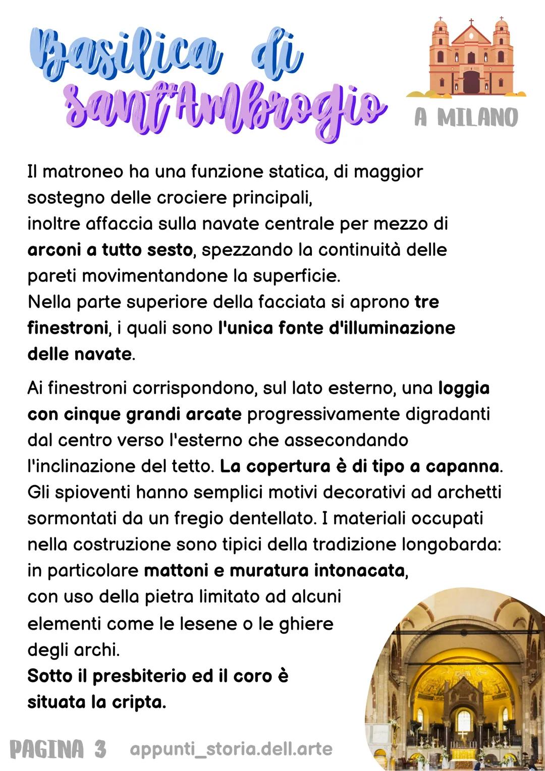 # Basilica di

san Ambrogio A MILANO

Si tratta di una basilica romanica lombarda, costruita
tra il XI e XII secolo, che sorge in un luogo d