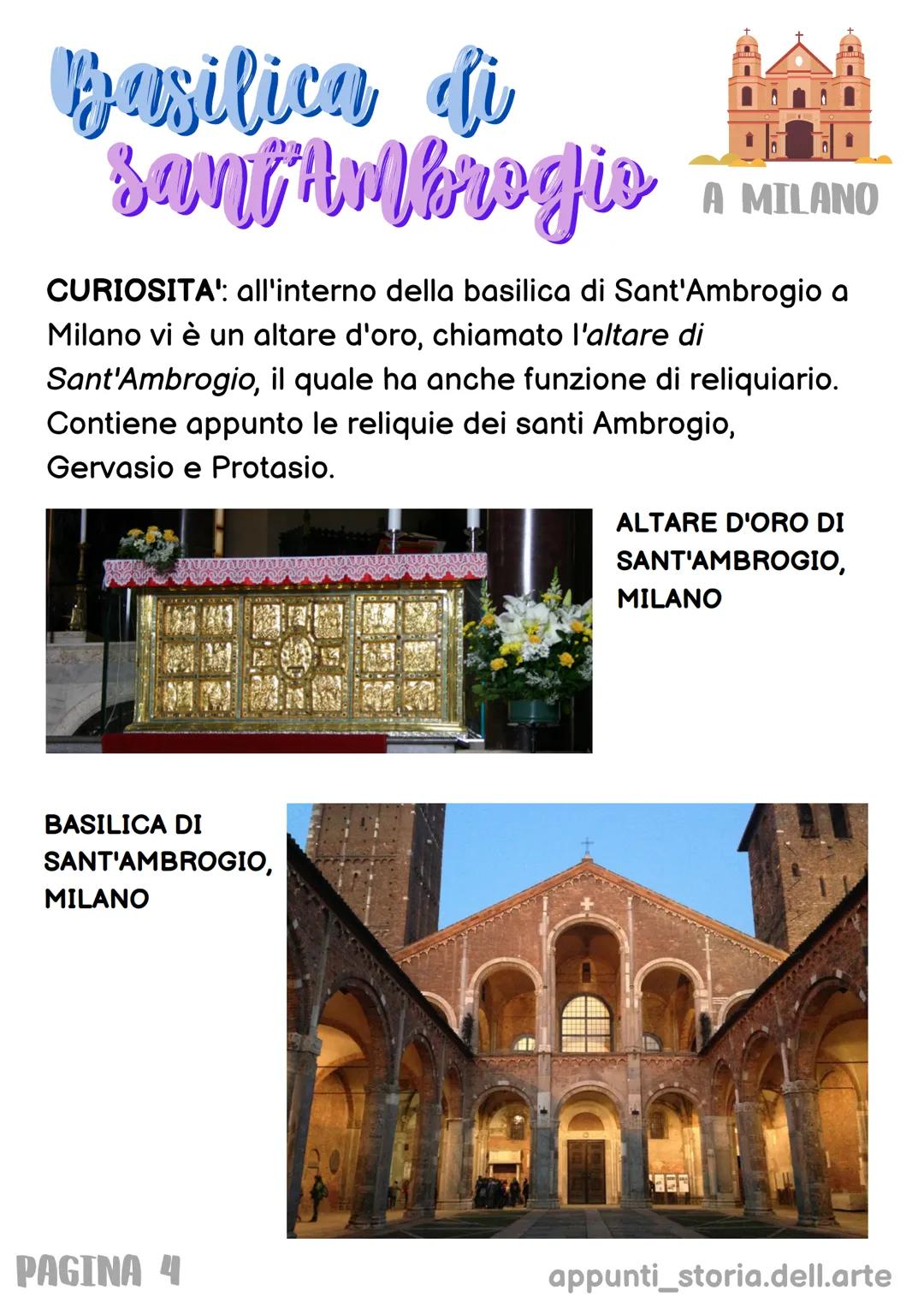 # Basilica di

san Ambrogio A MILANO

Si tratta di una basilica romanica lombarda, costruita
tra il XI e XII secolo, che sorge in un luogo d