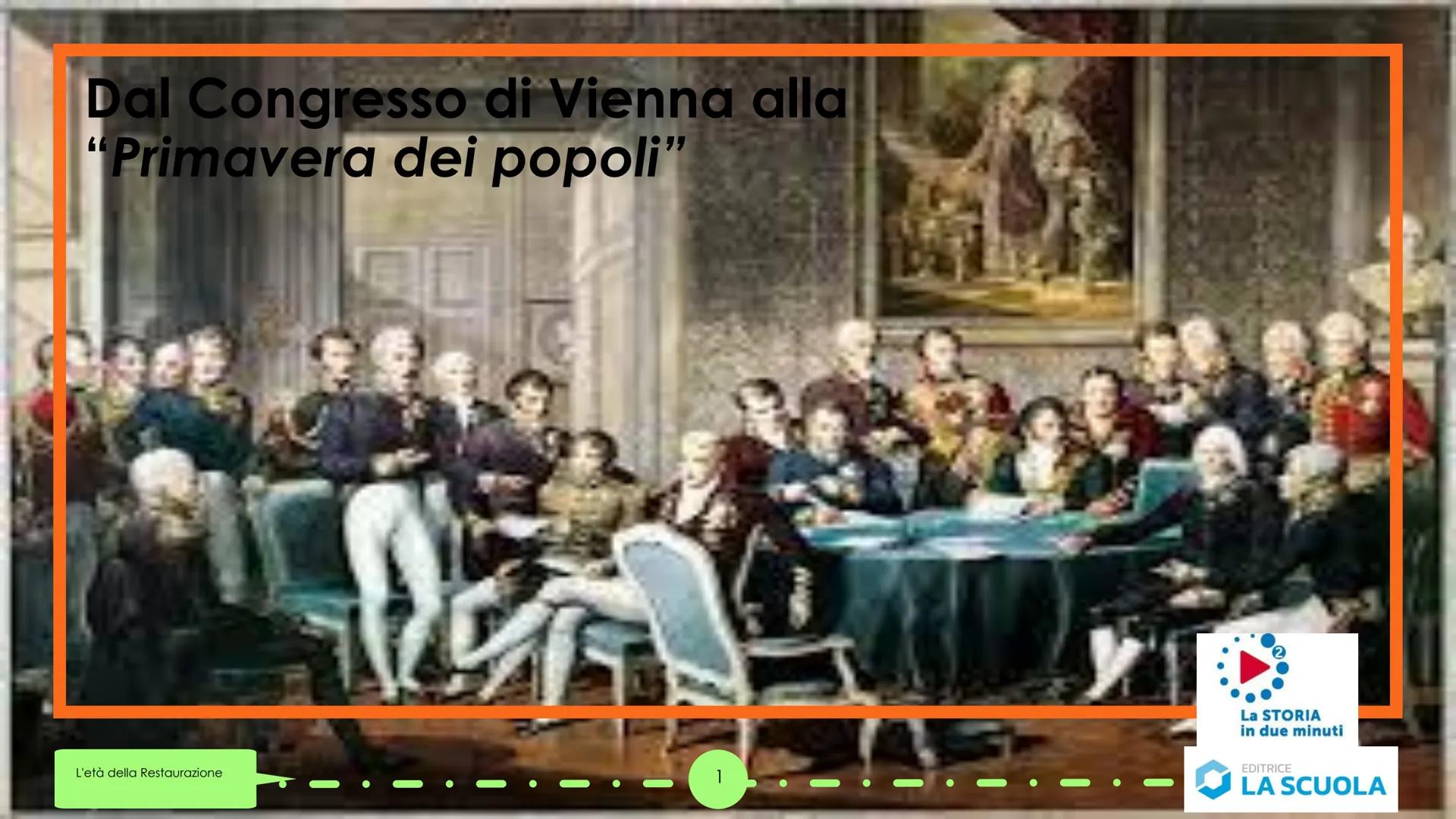Dal Congresso
"Primavera dei popoli"
di Vienna alla
L'età della Restaurazione
1
La STORIA
in due minuti
EDITRICE
LA SCUOLA 1. IL CONGRESSO D