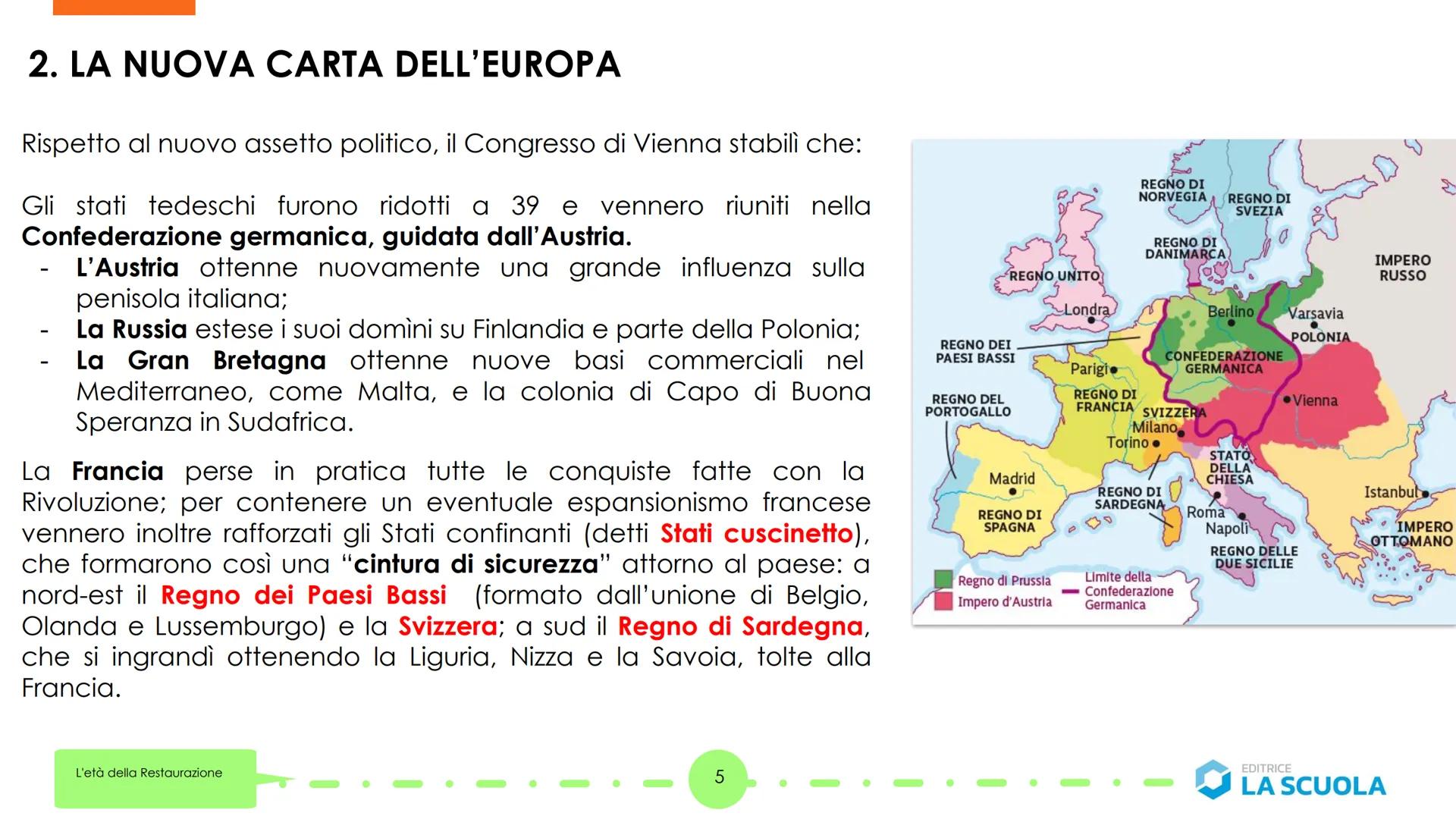 Dal Congresso
"Primavera dei popoli"
di Vienna alla
L'età della Restaurazione
1
La STORIA
in due minuti
EDITRICE
LA SCUOLA 1. IL CONGRESSO D