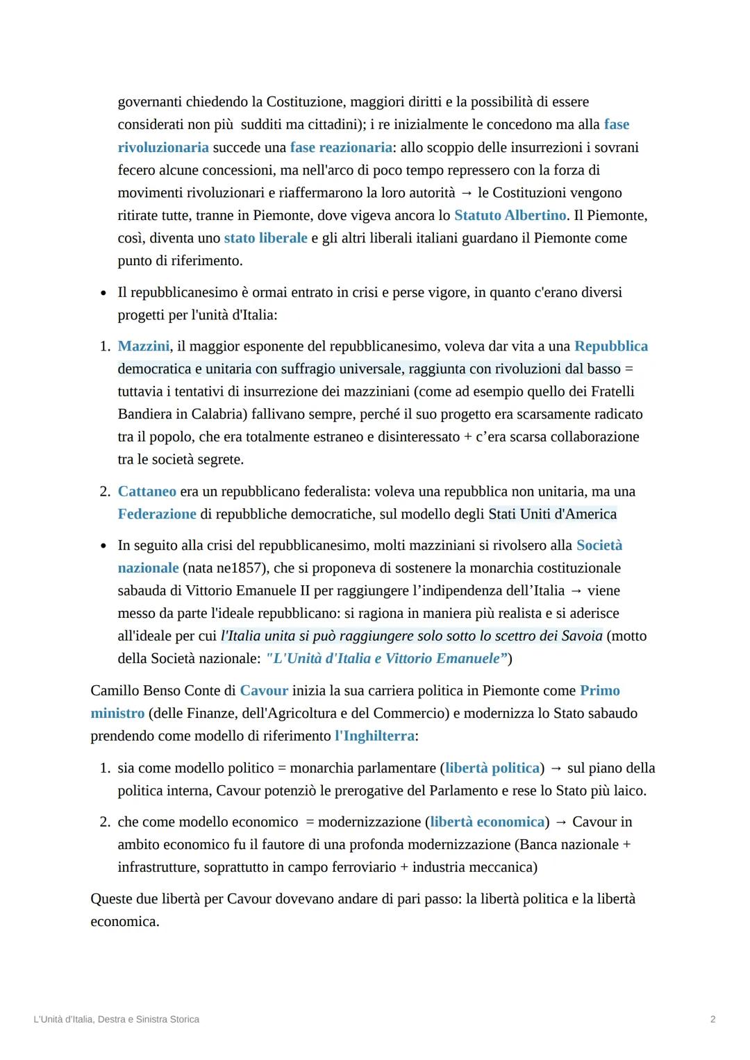L'Unità d'Italia, Destra e Sinistra
Storica
ti
• 17 marzo 1861 = fu proclamato il Regno d'Italia
• Primo re d'Italia = Vittorio Emanuele II,