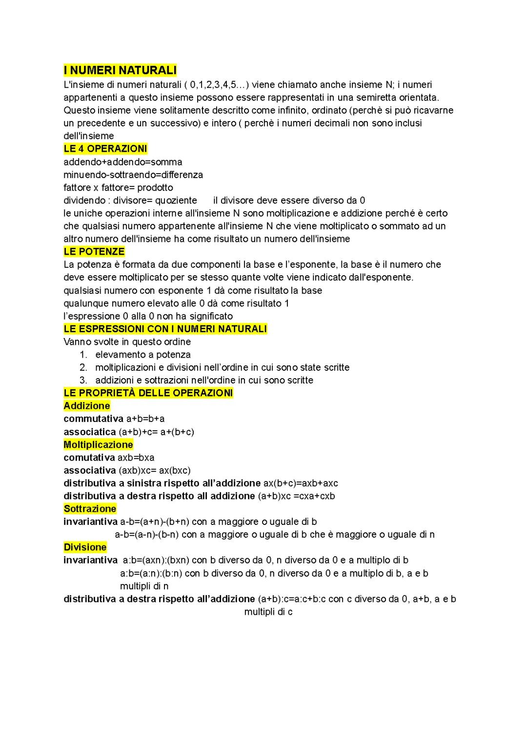 I NUMERI INTERI E NATURALI