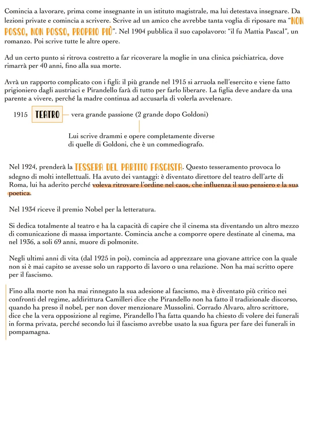 Luigi Pirandello
Luigi Pirandello nasce a Girgenti (attuale Agrigento) nel
1867, in un podere di campagna chiamato CAOS. La sua
famiglia era