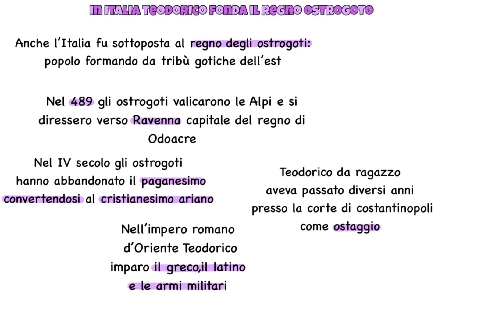 IN ITALIA TEODORICO FONDA IL REGNO OSTROGOTO
Anche l'Italia fu sottoposta al regno degli ostrogoti:
popolo formando da tribù gotiche dell'es