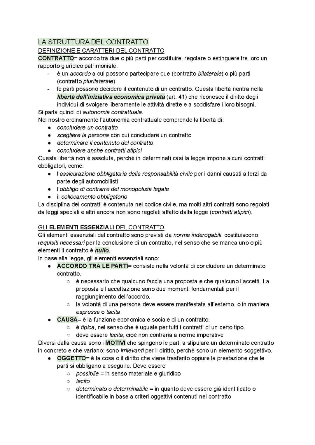 Il contratto spiegato in modo semplice: Schema riassuntivo, elementi essenziali e accidentali