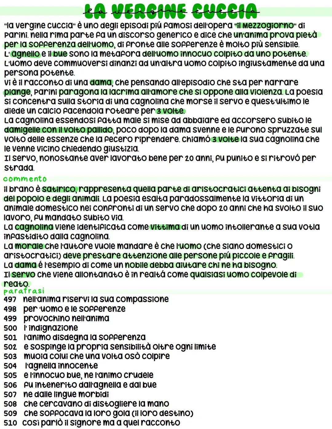 # LA VERGINE CUCCIA

"la vergine cuccia" è uno degli episodi piú famosi dell'opera "il mezzogiorno" di
Parini, nella rima parte fa un discor