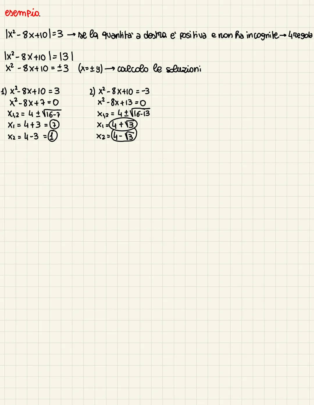 EQUAZIONI COM USLOMIRASSOLUTI
Con
• il valore assoluto e sempre una quantita positiva
151=5
1-71=7
1-√√21= √2
●
se pero c'e' un'incognita ne