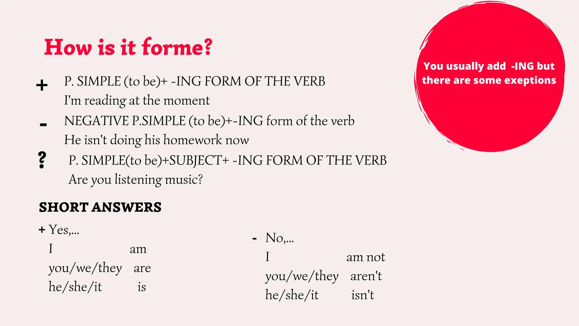 # PRESENT SIMPLE

AND

PRESENT CONTINUOUS Present simple We use **PRESENT SIMPLE** to talk about:

- **Routines and habits**
I strart the sc