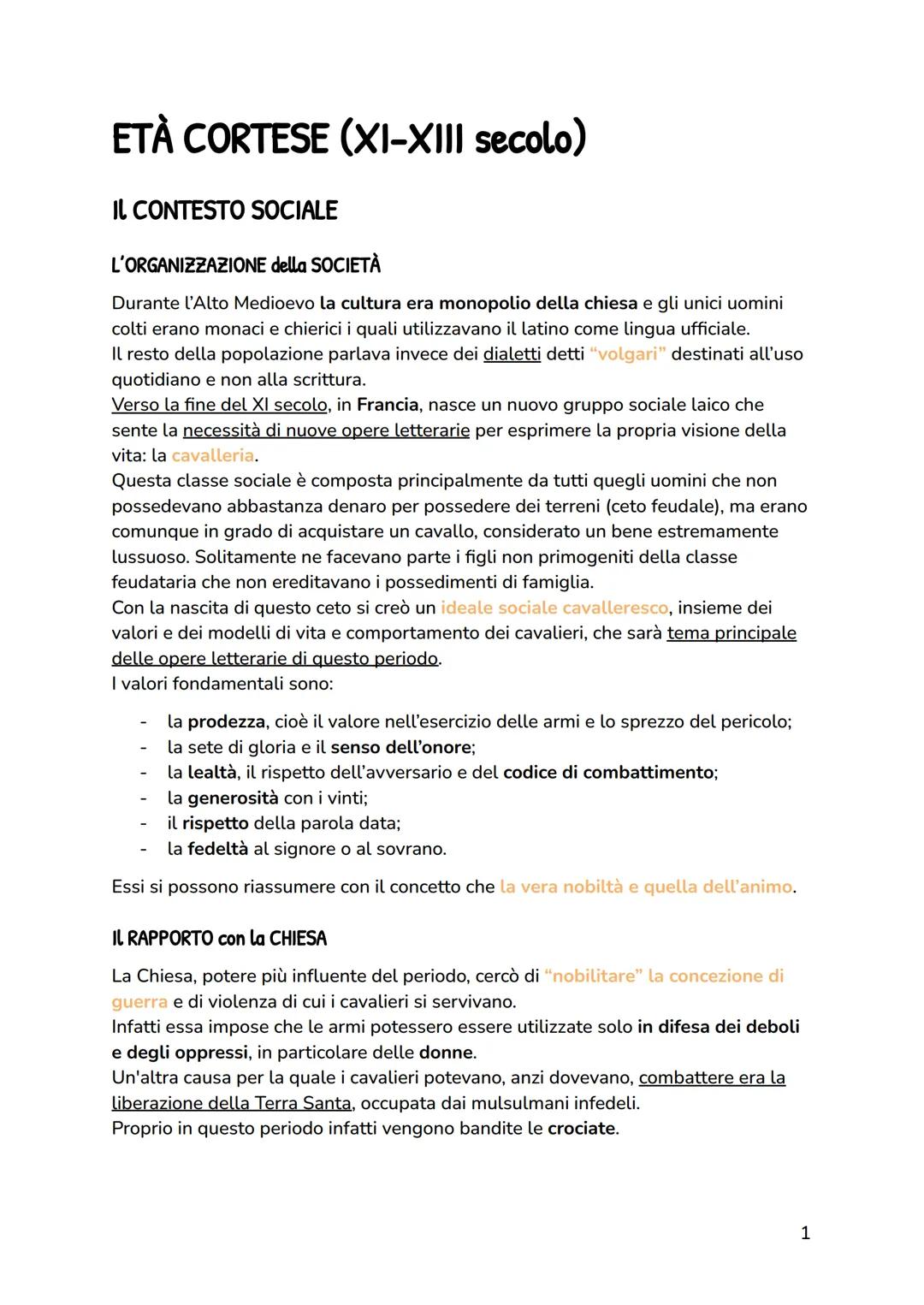 # ETÀ CORTESE (XI-XIII secolo)

IL CONTESTO SOCIALE

L'ORGANIZZAZIONE della SOCIETÀ

Durante l'Alto Medioevo la cultura era monopolio della 