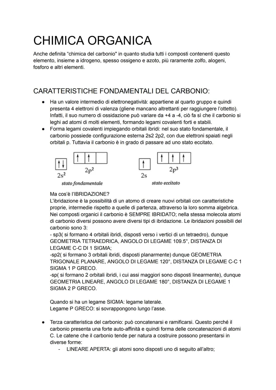 CHIMICA ORGANICA
Anche definita "chimica del carbonio" in quanto studia tutti i composti contenenti questo
elemento, insieme a idrogeno, spe