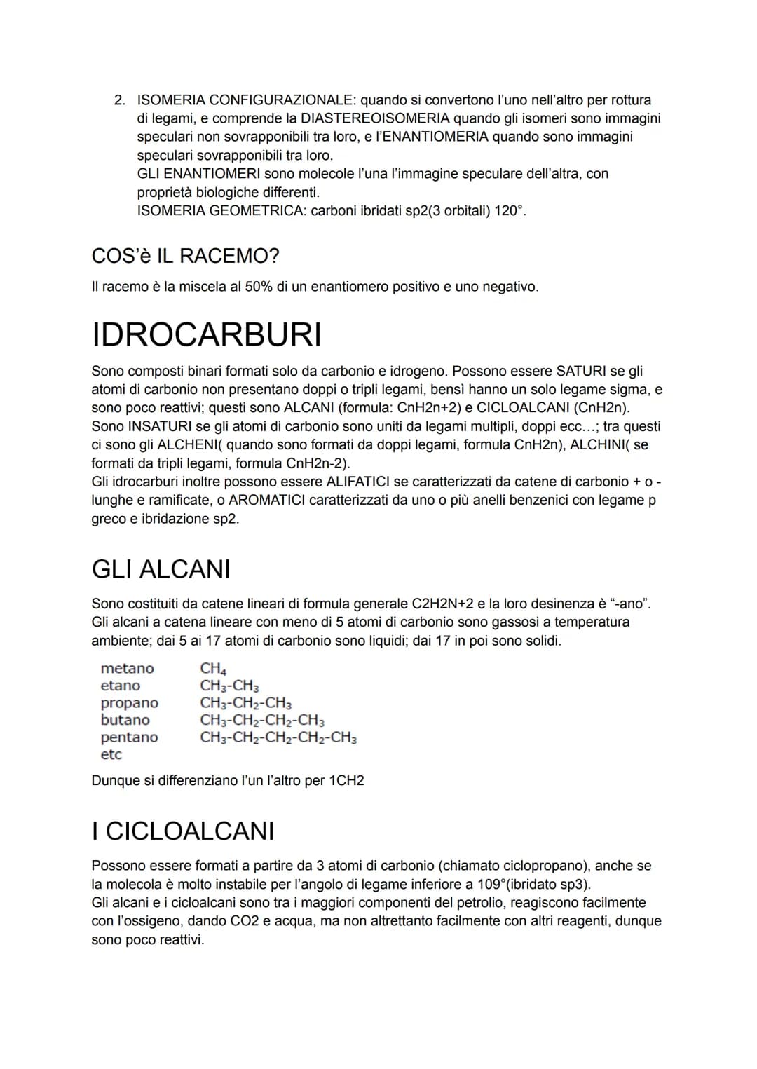CHIMICA ORGANICA
Anche definita "chimica del carbonio" in quanto studia tutti i composti contenenti questo
elemento, insieme a idrogeno, spe