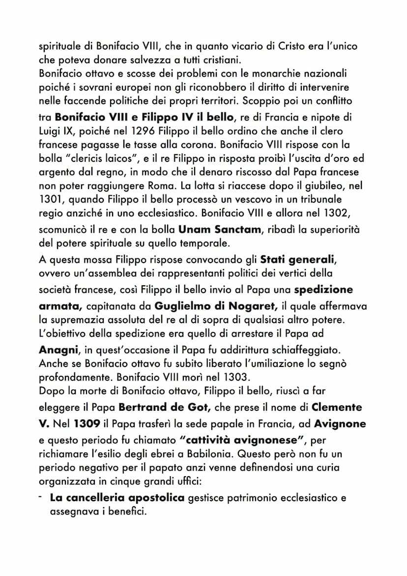 Le crisi dei poteri universali e l'affermazione degli Stati
nazionali
Innocenzo III durante il pontificato tentò di rafforzare le basi
terri