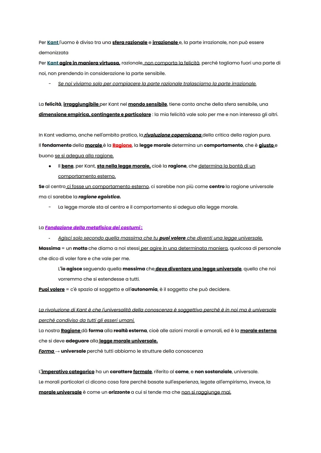 Critica della Ragion Pratica (critica della ragione pura pratica)
In quest'opera l'obiettivo di Kant è quello di fondare una Legge Morale un