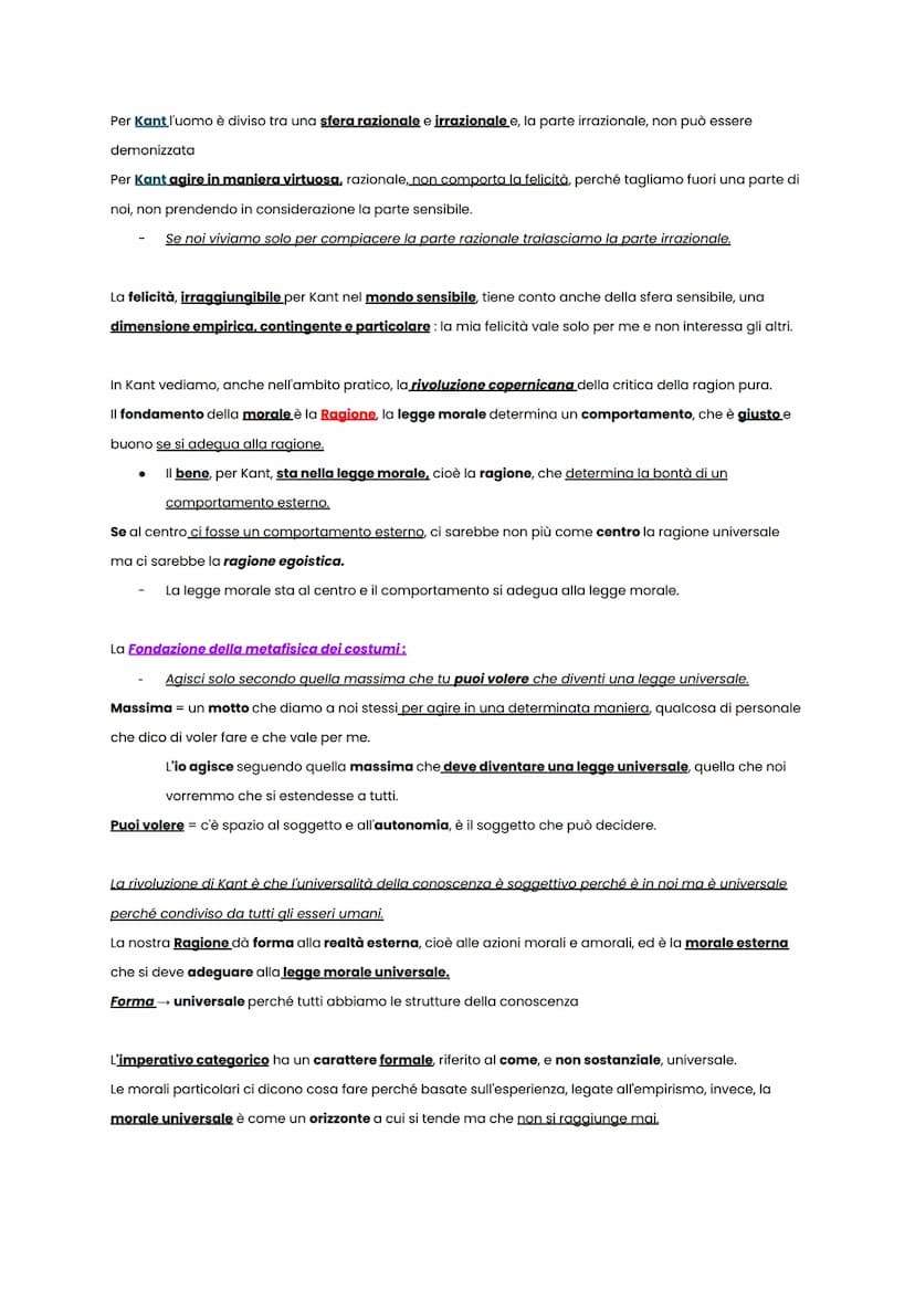 Critica della Ragion Pratica (critica della ragione pura pratica)
In quest'opera l'obiettivo di Kant è quello di fondare una Legge Morale un