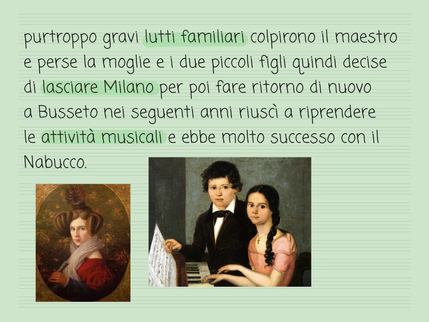 GIUSEPPE VERDI
H GIUSPPE VERDI
VITA:
Giuseppe Verdi nasce a Busseto in provincia di
Parma nel 1813 da una famiglia modesta, i suoi
studi mus