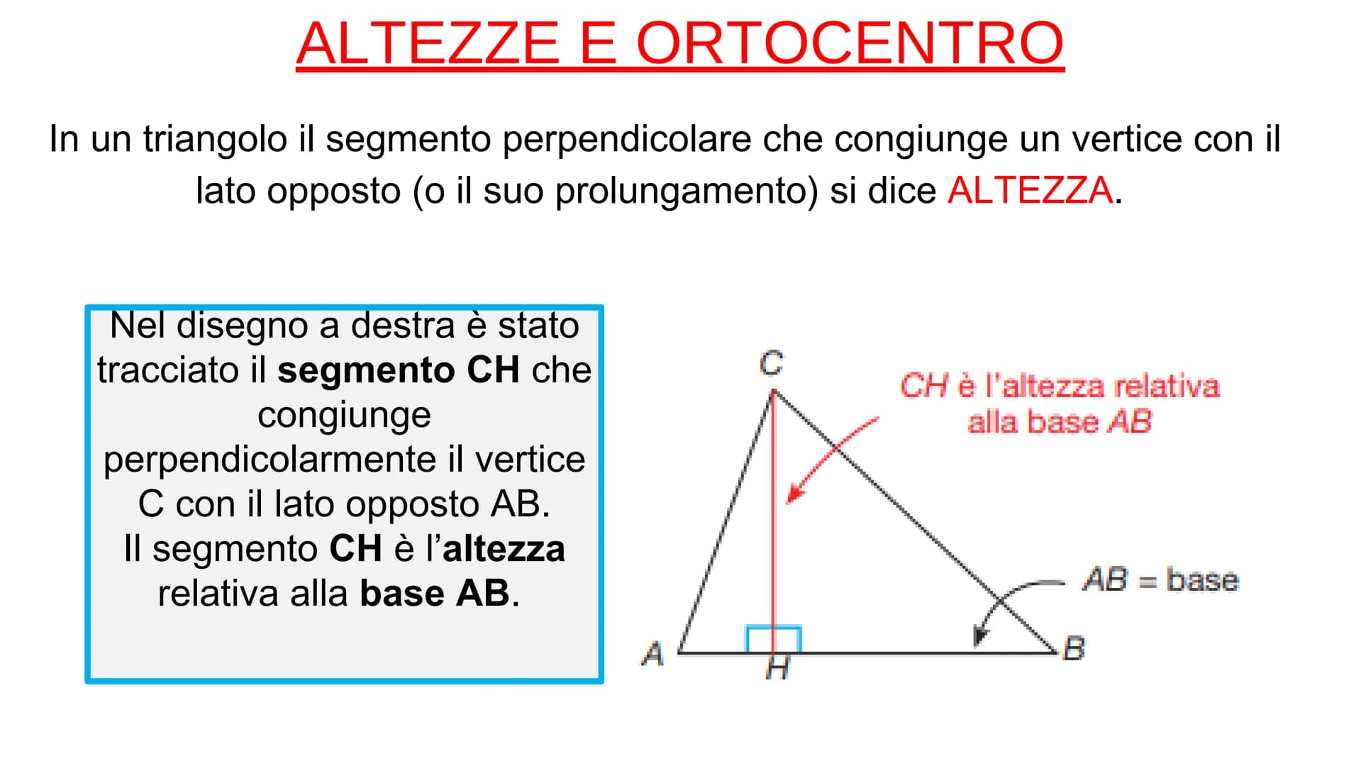 I TRIANGOLI
Un TRIANGOLO è un poligono
con TRE LATI (AB, CB, CA)
e
TRE ANGOLI INTERNI (a, ß, y).
Bè opposto
al lato CA
B
В
Bè compreso
tra i