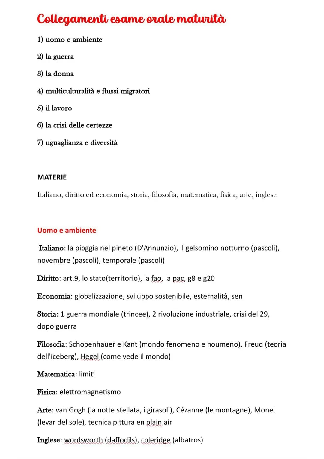 collegamenti per orale