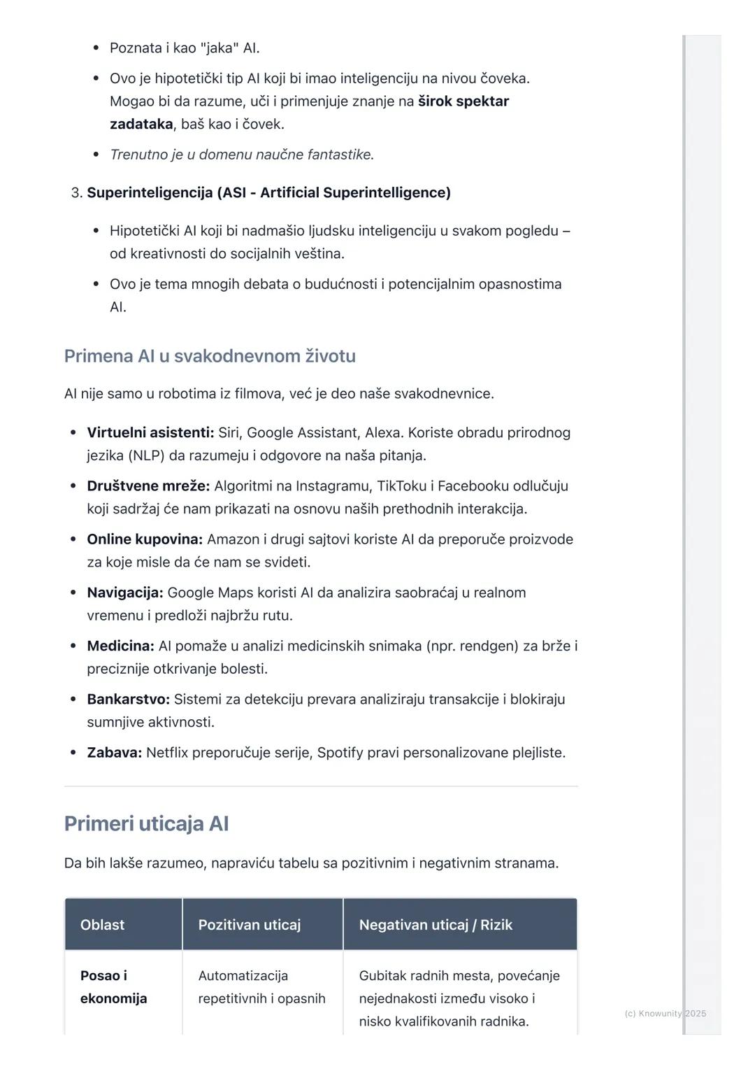 # Veštačka inteligencija (Al) i
njen uticaj

Uvod u veštačku inteligenciju

Veštačka inteligencija (Al) je grana informatike koja se bavi st