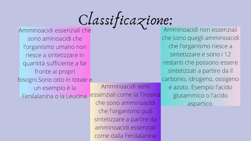 PRESENTAZIONE DI MESSINE O REBECCA
Amminoacidi e Proteine
T Indice:
• Amminoacidi
• Struttura
• Funzione
• Classificazione
Sintesi
• Nomencl